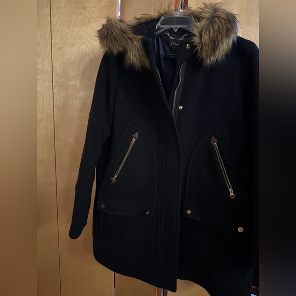 Black J.Crew Chateau parka in Italian stadium-cloth wool size 18 - Picture 4 of 7